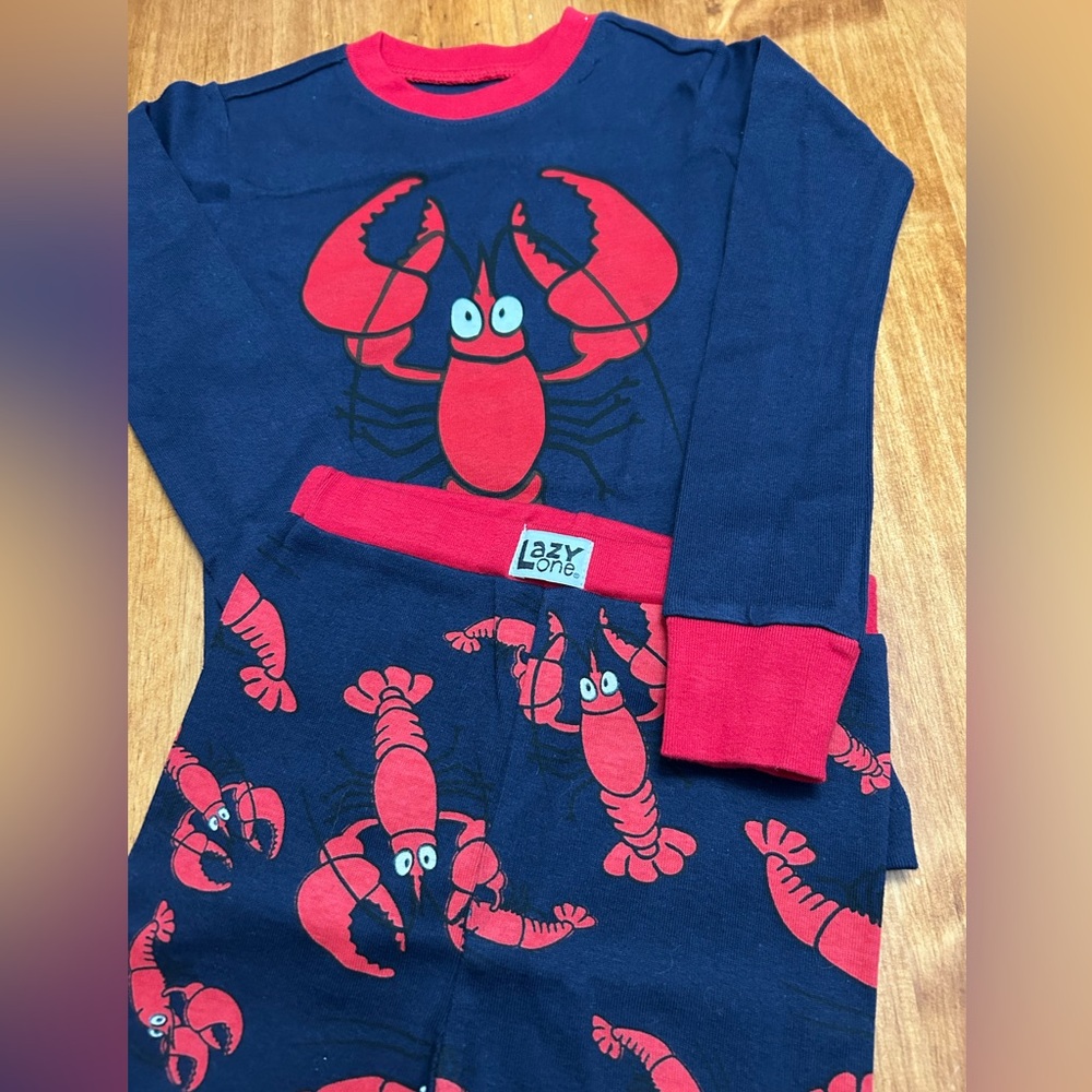 Lazy One Navy and Red Lobster Pajama Set